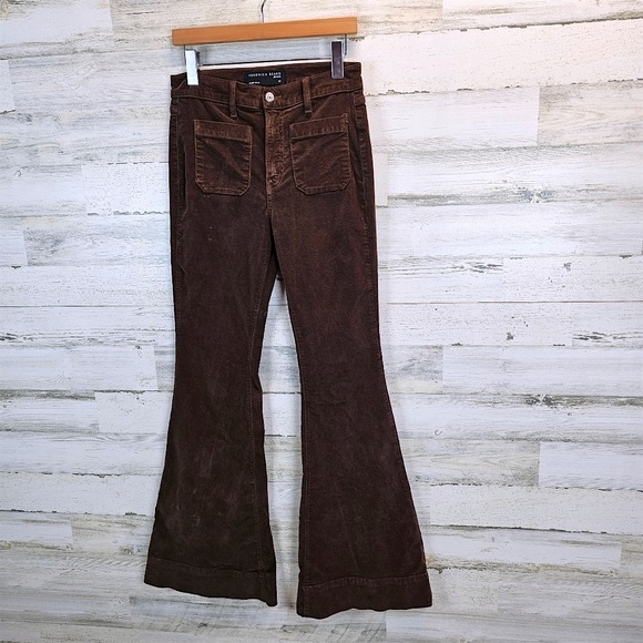Veronica Beard Sheridan High Rise Exaggerated Flare Corduroy Pants Choc Brown 27 - Picture 3 of 13